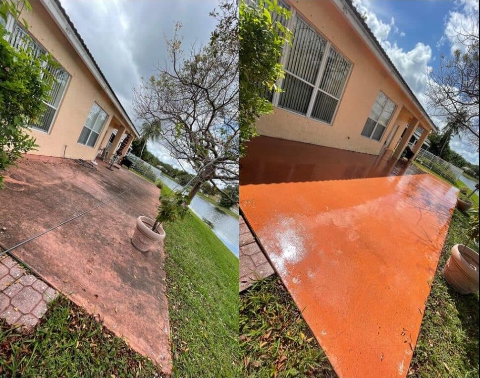 Concrete cleaning — before & after