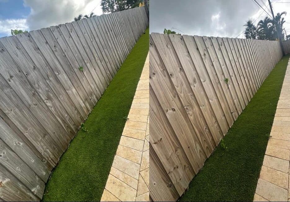 Fence restoration — before & after
