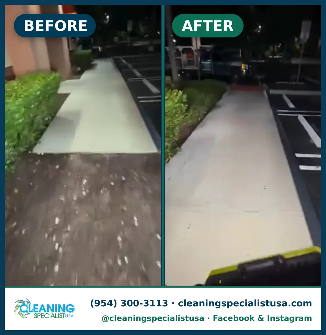 Limpieza de pasillo, de noche, Boynton Beach: antes y después