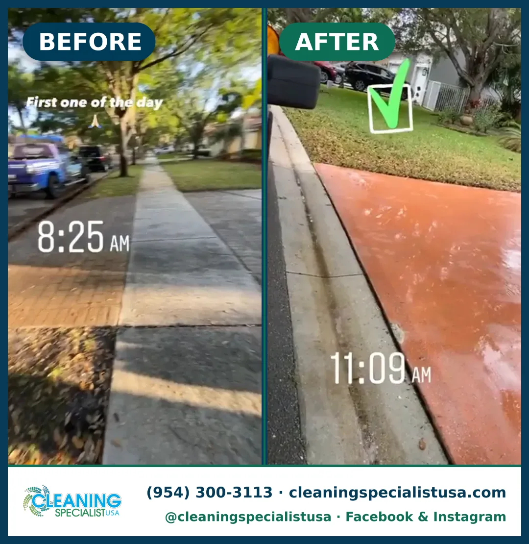 Limpieza de entrada de adoquines, Coconut Creek: antes y después